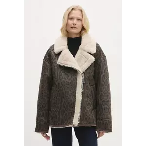 Answear Lab geaca femei, culoarea maro, de tranzitie, oversize imagine