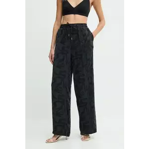 Answear Lab pantaloni femei, culoarea negru, lat, high waist imagine