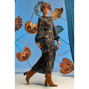 Medicine rochie culoarea negru, maxi, evazată imagine