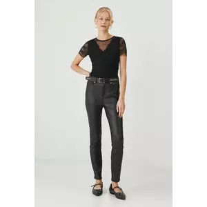 Medicine pantaloni femei, culoarea negru, mulata, high waist imagine