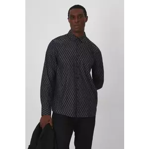 Medicine camasa barbati, culoarea negru, cu guler clasic, regular imagine