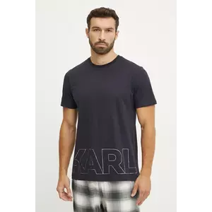 Karl Lagerfeld tricou din bumbac barbati, culoarea albastru marin, cu imprimeu, A1M46070 imagine