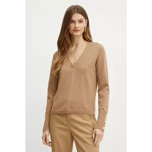 Morgan pulover MGOLD femei, culoarea maro, MGOLD imagine