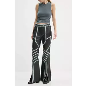 Stand Studio pantaloni de piele Moto Trousers Detailed femei, culoarea negru, evazati, high waist, 62287-7030 imagine