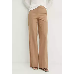 Marella pantaloni din lana culoarea maro, drept, high waist, 2423136162200 imagine