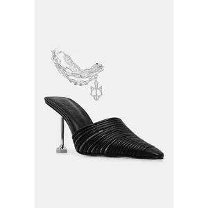 Naked Wolfe slapi de piele Chromed culoarea negru, Chromed Black Leather imagine