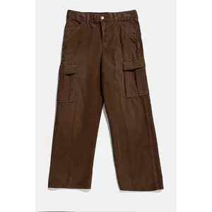 United Colors of Benetton pantaloni de bumbac pentru copii culoarea maro, neted, 480WCF03W imagine