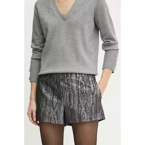 MICHAEL Michael Kors pantaloni scurti femei, culoarea argintiu, modelator, high waist, MF430QJF12 imagine