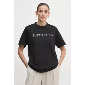 Drivemebikini tricou din bumbac Tutto Passa femei, culoarea negru imagine