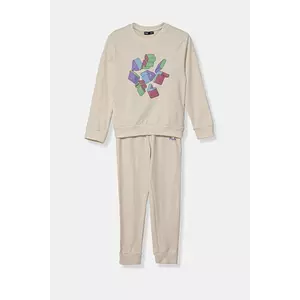 Fila set de pijama de bumbac pentru copii culoarea bej, cu imprimeu, FPW1441 imagine