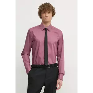 BOSS camasa din bumbac barbati, culoarea roz, cu guler clasic, slim, 50532875 imagine
