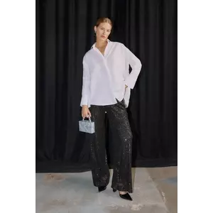 Answear Lab pantaloni femei, culoarea negru, lat, high waist imagine