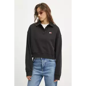 Tommy Jeans hanorac de bumbac femei, culoarea negru, modelator, DW0DW19409 imagine