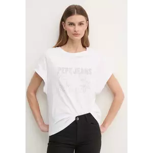 Pepe Jeans tricou din bumbac LIRA femei, culoarea alb, PL505996 imagine