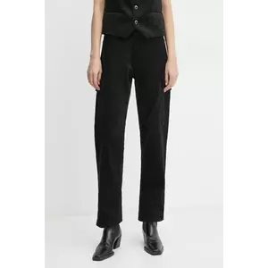 G-Star pantaloni de catifea cord culoarea negru, drept, high waist, D25761-D727 imagine