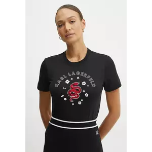 Karl Lagerfeld tricou din bumbac femei, culoarea negru, A1W17090 imagine