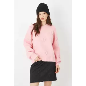 Medicine pulover din amestec de lana femei, culoarea roz, călduros imagine