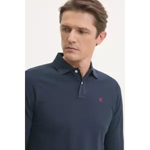 Hackett London longsleeve din bumbac culoarea albastru marin, neted, HM550887 imagine
