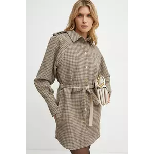 Patou rochie din lana culoarea bej, mini, evazată, DR1530195 imagine