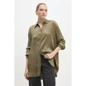 Answear Lab cămașă femei, culoarea verde, cu guler clasic, relaxed imagine