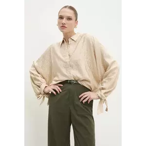 Answear Lab cămașă femei, culoarea bej, cu guler clasic, relaxed imagine