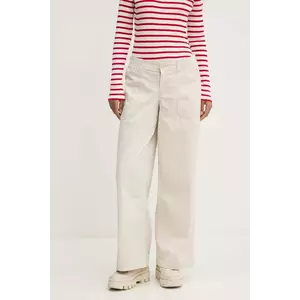Hollister Co. pantaloni femei, culoarea bej, drept, high waist, KI356-4179 imagine