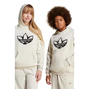 adidas Originals bluza copii culoarea bej, cu glugă, cu imprimeu, JD0366 imagine