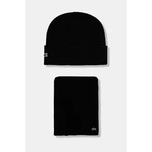 Lacoste caciula si fular din lana culoarea negru, RB5385 imagine