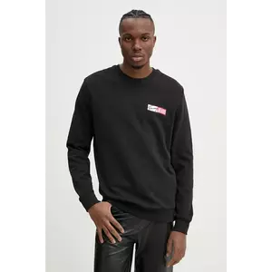 Tommy Jeans hanorac de bumbac barbati, culoarea negru, cu imprimeu, DM0DM20341 imagine