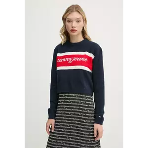 Tommy Jeans pulover din amestec de lana femei, culoarea albastru marin, DW0DW19341 imagine