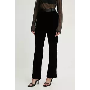 Bruuns Bazaar pantaloni de catifea culoarea negru, drept, high waist, BBW4251 imagine