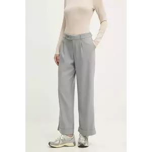 Hollister Co. pantaloni femei, culoarea gri, drept, high waist, KI356-4140 imagine