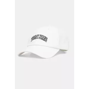 Tommy Jeans șapcă de baseball din bumbac culoarea alb, cu imprimeu, AW0AW16992 imagine