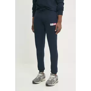 Tommy Jeans pantaloni de trening din bumbac culoarea bleumarin, cu imprimeu, DM0DM20277 imagine
