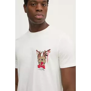 Lindbergh tricou din bumbac bărbați, culoarea bej, cu imprimeu, 30-400311 imagine