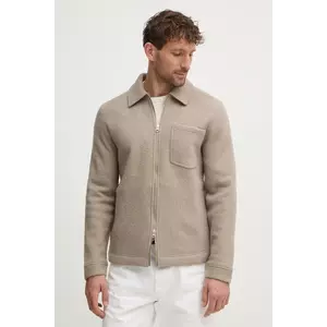 Samsoe Samsoe jachetă de cămașă din lână culoarea bej, de tranzitie imagine