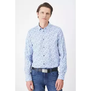 Medicine camasa barbati, culoarea alb, cu guler clasic, regular imagine