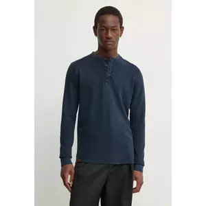 Superdry longsleeve din bumbac culoarea albastru marin, neted, M6010845A-98T imagine