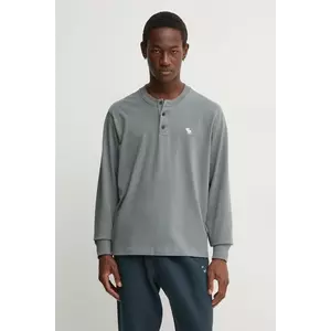 Abercrombie & Fitch longsleeve din bumbac culoarea gri, neted, KI124-4534 imagine