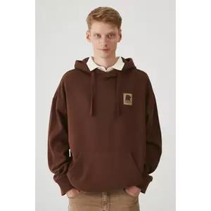 Medicine bluza barbati, culoarea maro, cu glugă, cu imprimeu imagine