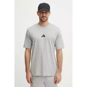 adidas tricou din bumbac Essential barbati, culoarea gri, melanj, JF1091 imagine