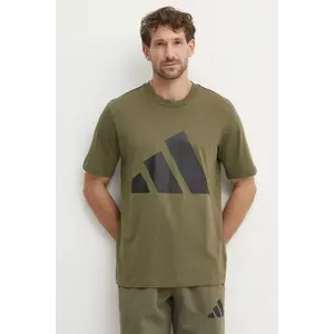 adidas tricou din bumbac Essentials barbati, culoarea verde, cu imprimeu, JE8931 imagine