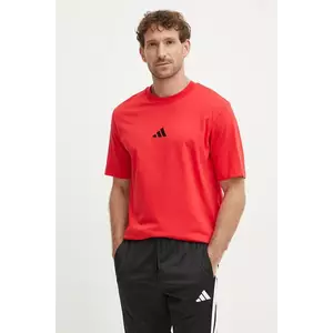 adidas tricou din bumbac Essential barbati, culoarea rosu, cu imprimeu, JF1095 imagine
