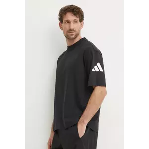 adidas tricou din bumbac Essentials barbati, culoarea negru, cu imprimeu, JF3615 imagine