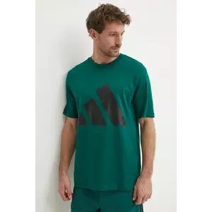 adidas tricou din bumbac Essentials barbati, culoarea verde, cu imprimeu, JE8932 imagine