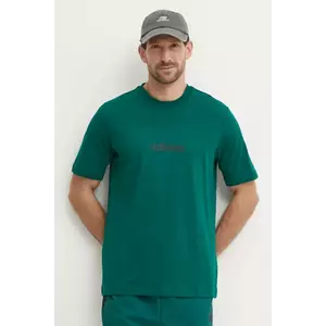 adidas tricou din bumbac Essentials Linear barbati, culoarea verde, cu imprimeu, JE8997 imagine