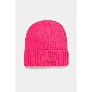 United Colors of Benetton caciula din amestec de lana culoarea roz, din tesatura neteda, 6LOWDA015 imagine