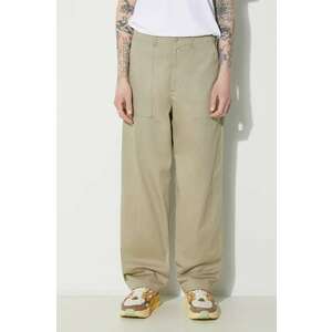 Universal Works pantaloni de bumbac Fatigue Pant culoarea bej, drept, 132.STONE imagine