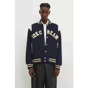 ICECREAM geaca bomber Drippy Varsity Jacket barbati, culoarea albastru marin, de tranzitie, oversize, IC24301 imagine