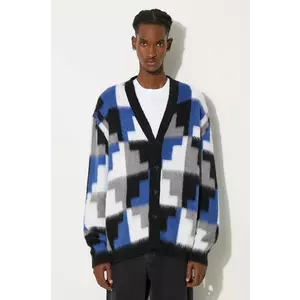 Marcelo Burlon cardigan din amestec de lana AOP Damier Cross Knit Cardigan culoarea gri, CMHB001F24KNI0010645 imagine
